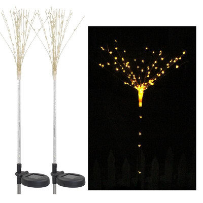 

2 Pack Solar Fireworks Tree Lights With Light Sensor 100-LEDs DIY Shape Warm White Garden Decorative Lawn Light Pathway Lamp
