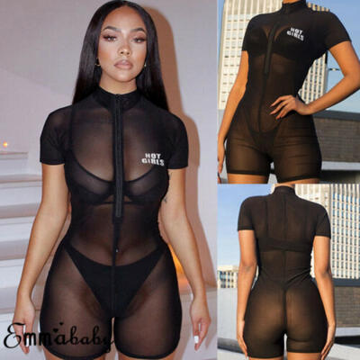 

Sexy Womens Summer Sheer Fishnet Bikini Cover Up Jumpsuit Beach Romper Playsuit