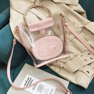 

2019 Internet celebrity transparent bag bucket bag new girl new jelly bag one shoulder bag
