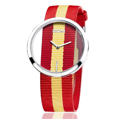 

DOM LP-205L Women Wristwatch 30m Waterproof Hollow Dial Design Leather Strap Strengthened Mineral Mirror Pointer Style Female Watc