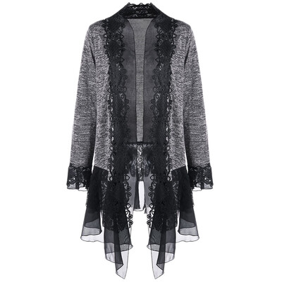 

Plus Size Lace Panel Open Front Cardigan