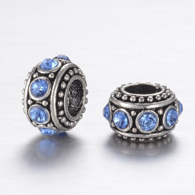 

Alloy European Beads with Rhinestone Large Hole Beads Rondelle Light Sapphire 10115x6mm Hole 5mm