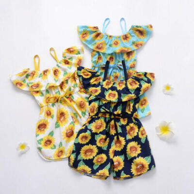 

Sweet Toddler Kid Baby Girl Clothes Sunflower Romper Jumpsuit Overall Outfit Set