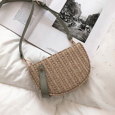 

Bag female bag 2019 new wave Korean version of the simple shoulder bag personality straw braided Messenger bag fashion ocean saddle bag