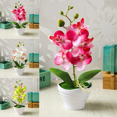 

27cm Artificial Phalaenopsis Fake Potted Flower Bonsai Plant Wedding Party Decor