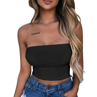 

Women Sexy Striped Crop Top Bustier Tube Crop Tank Top Cami Tops Vest Blouse