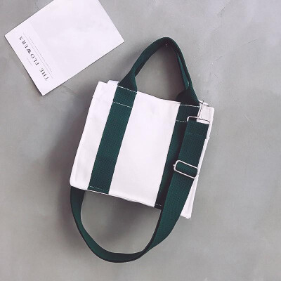 

Women Handbag Canvas Color Block Splicing Zipper Casual Fresh Mini Small Travel Shoulder Messenger Bag