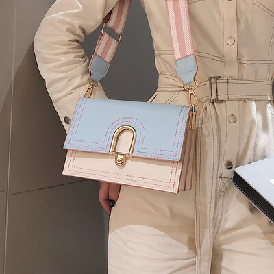 

Net red small black bag texture handbag new 2019 wild ins casual wide shoulder strap Messenger bag fashion small square bag