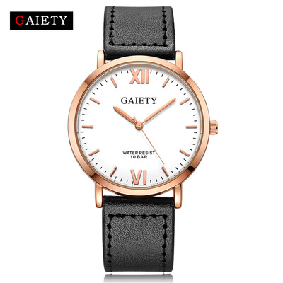 

GAIETY Men\s Rose Gold Simple Leather Band Wrist Watch G032