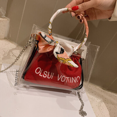 

Tailored Woman Clear Jelly Letter Shoulder Bags Ladies Campus Style Leisure Hand Bags
