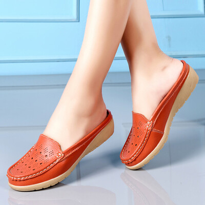 

Rose Women Casual Wedges Soft Bottom Outdoor Slip On Half slipper Peas Boat Shoes
