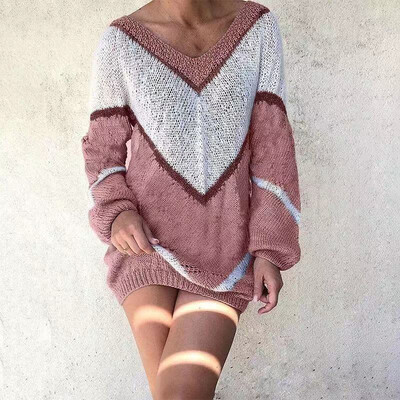 

Women V-Neck Tops Sweater Jumper Casual Long Sleeve Loose Fit Pullover Top -2XL