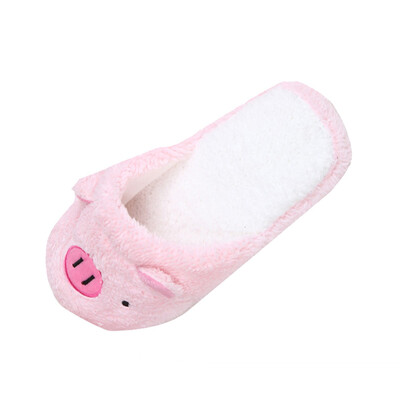 

Rose Lovely Pig Home Floor Soft Stripe Slippers Female Shoes 36-40