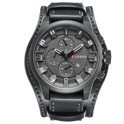 

Mens Stylish Business Watch Casual Multifunctional Wristwatch With Leather Band