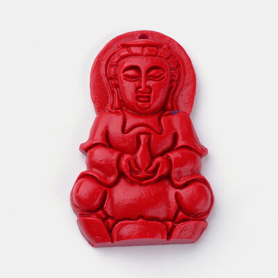 

Cinnabar Pendants Buddha Red 37x24x5mm Hole 15mm