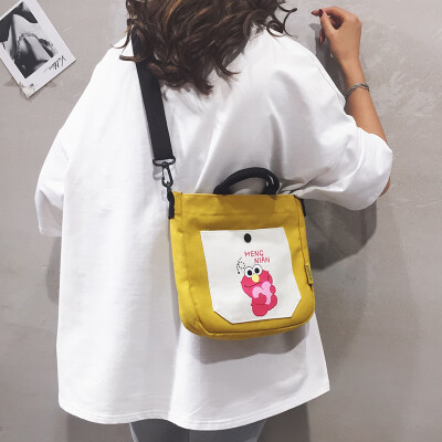 

Cloth bag small bag female 2019 new Korean version of the wild cartoon printing shoulder Messenger bag student canvas bag