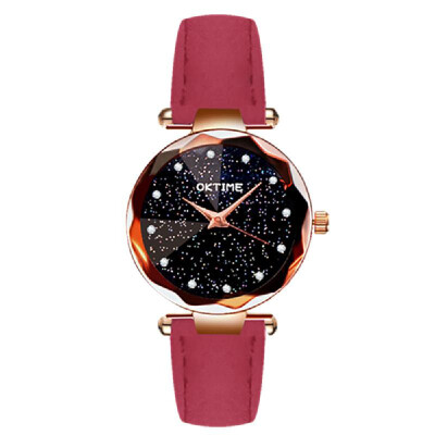 

Women Fashion Brilliant Starry Night Dial Watch Lady Simple Exquisite Metal Quartz Wrist Watch