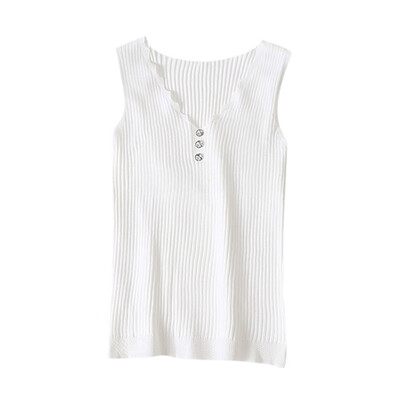 

Women Summer Sexy V Neck Ice Silk Button Slim Solid Color Camisole