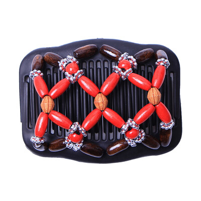 

〖Follure〗Women Magic Acrylic Vintage Hair Comb Double Clips Wooden Hair Slide