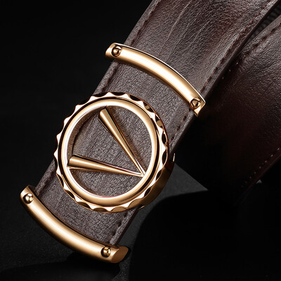 

Factory belt mens first layer leather mens leather belt youth Korean casual smooth buckle belt spot