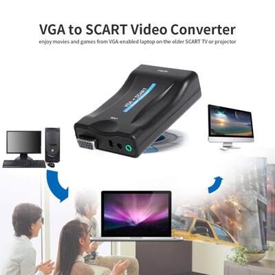 

VGA to Scart Converter Video Audio Converter Video Adapter 1080P for TV&Projector