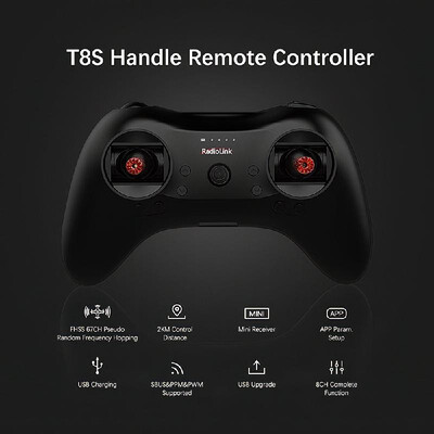 

Radiolink T8S FHSS 8CH Mode 2 RC Handle Transmitter with R8EF 24GHz Receiver Support -BUS PPM for RC Drone Fixed-wing RC Boat Ca