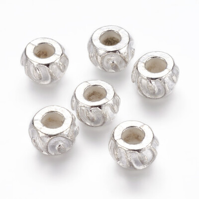 

Alloy European Beads Rondelle Large Hole Beads Silver 12x7mm Hole 5mm
