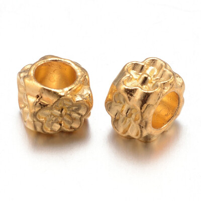 

Alloy European Beads Flower Large Hole Beads Cadmium Free & Lead Free Golden 6x6x5mm Hole 4mm