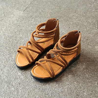

Children Infant Kids Girls Solid Leather Zip Boot Beach Sandals Casual Shoes