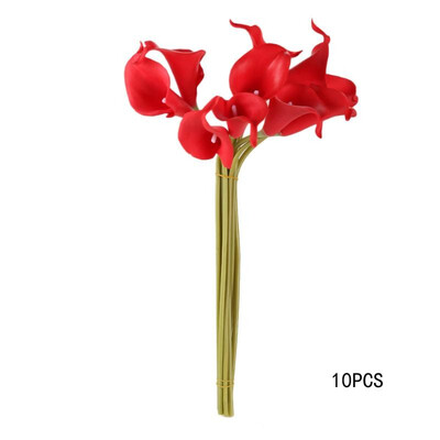 

10pcs Calla Bridal Wedding Bouquet Latex Real Feeling Flower Red