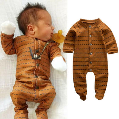 

US Newborn Baby Kid Boy Girl Button Romper Bodysuit Jumpsuit Outfits Set Clothes