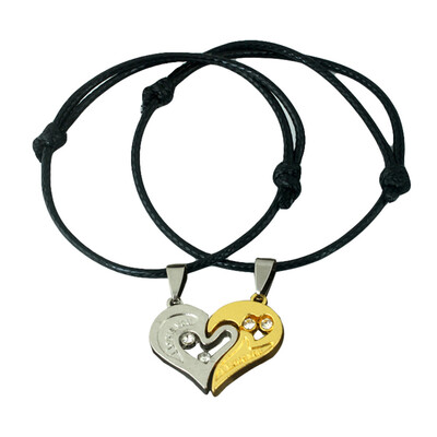 

I Love You Weaving Pair Double Heart Leather Rope Bracelet Hand Circle Unisex Pair Bracelet Jewellery Hot Gift