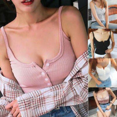 

Women Summer Casual Low-cut Tank Tops Vest Blouse Sleeveless Crop Top Shirt Cami