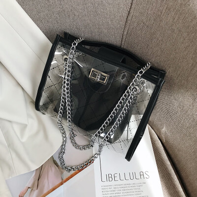 

Summer transparent bag female 2019 new Korean version of the wild single shoulder slung fashion lock chain Tot son package