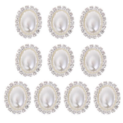 

10pcs Pearl Rhinestones DIY Alloy Button Clothing Hair Accessories Decor