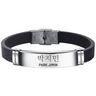 

BTS EXO GOT7 Black Pink Seventeen Twice Stainless Steel Sports Bracelet Combination Logo Adjustable Bracelet