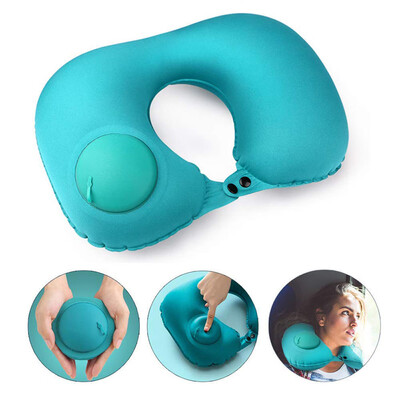 

Toponeto Air Cushion Self-inflating Button Travel Neck Pillow Inflatable Airplane Pillow