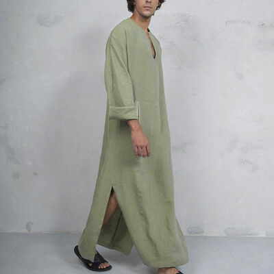 

Mens Saudi Thobe Robe Islamic Muslim Jubba Arabic Kaftan Abaya Dress Costumes