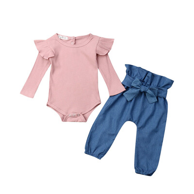 

Lovely Newborn Baby Girl Clothes Long Sleeve Romper Pants Trousers Outfits Set