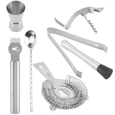

Greensen 7PCs Cocktail Shaker Stainless Steel Wine Drink Mixer Tools Kit with Carry Bag