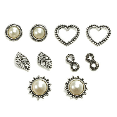 

Stud Earrings Fashion Women Hollow Leaves Heart Pearls Earrings Ear Studs Vintage Jewelry