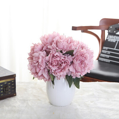 

Gobestart Artificial Silk Fake Flowers Peony Floral Wedding Bouquet Bridal Hydrangea Beige