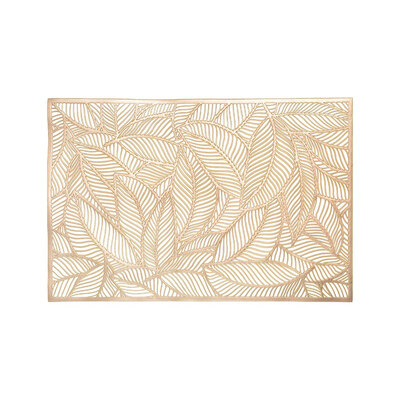 

Placemat For Dining Table Coasters Gold Stamp Leaf Simulation Plant Pvc Cup Coffee Table Mats