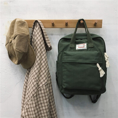 

Double shoulder bag female Korean version of high school students simple fashion schoolbag ins canvas backpack