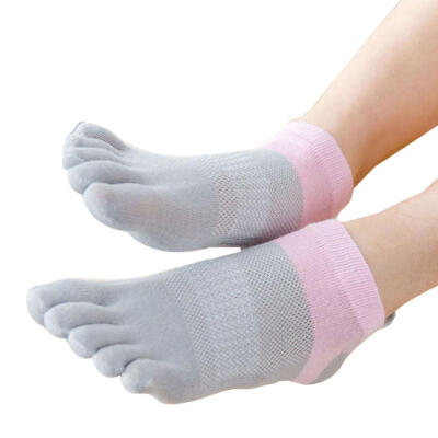 

Sports Women Color Block Breathable Cotton Five Toes Low Cut Ankle Boat Socks