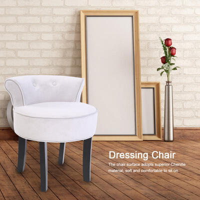 

Greensen Grey Chenille Vanity Stool With Black Legs Bedroom Dressing Chair