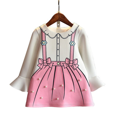 

Little-Seven Baby Girls Spring&Autumn Wear 2019 New Childrens Printed Dress Fake Two-Piece Skirt 6659