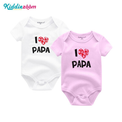 

Kiddiezoom 2PCSLot I Love PaPa MaMa Baby Boys Clothes 100Cotton Babywear Bodysuits Baby Girls Clothes Newborn Short Sleeve