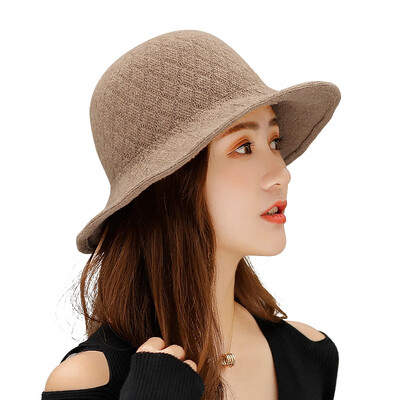 

Fall&Winter 2019 New Pure Rhombic Knitted Wool Cap Lady Outdoor Recreational Warming Pot Cap Fisherman Cap