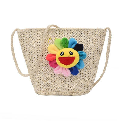 

Floral Cartoon Decor Bag Women Shoulder Messenger Woven Beach Casual Bags